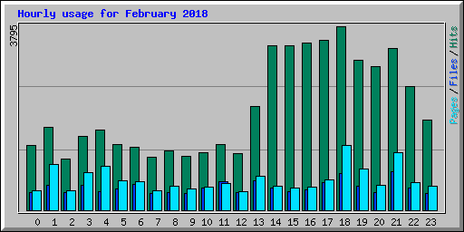 Hourly usage for February 2018